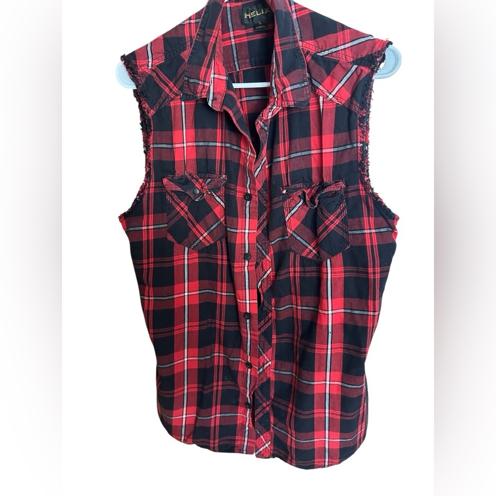 Helix Black and Red Checkered Shirt